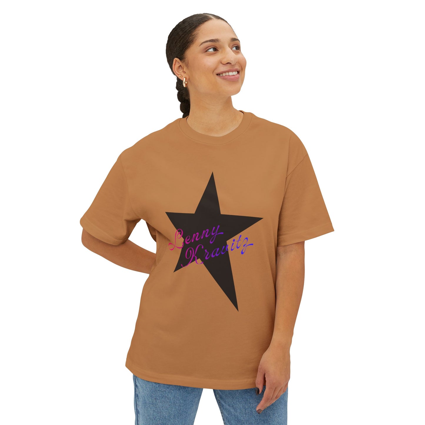 Retro Groove Script Unisex Oversized Boxy tee Printify