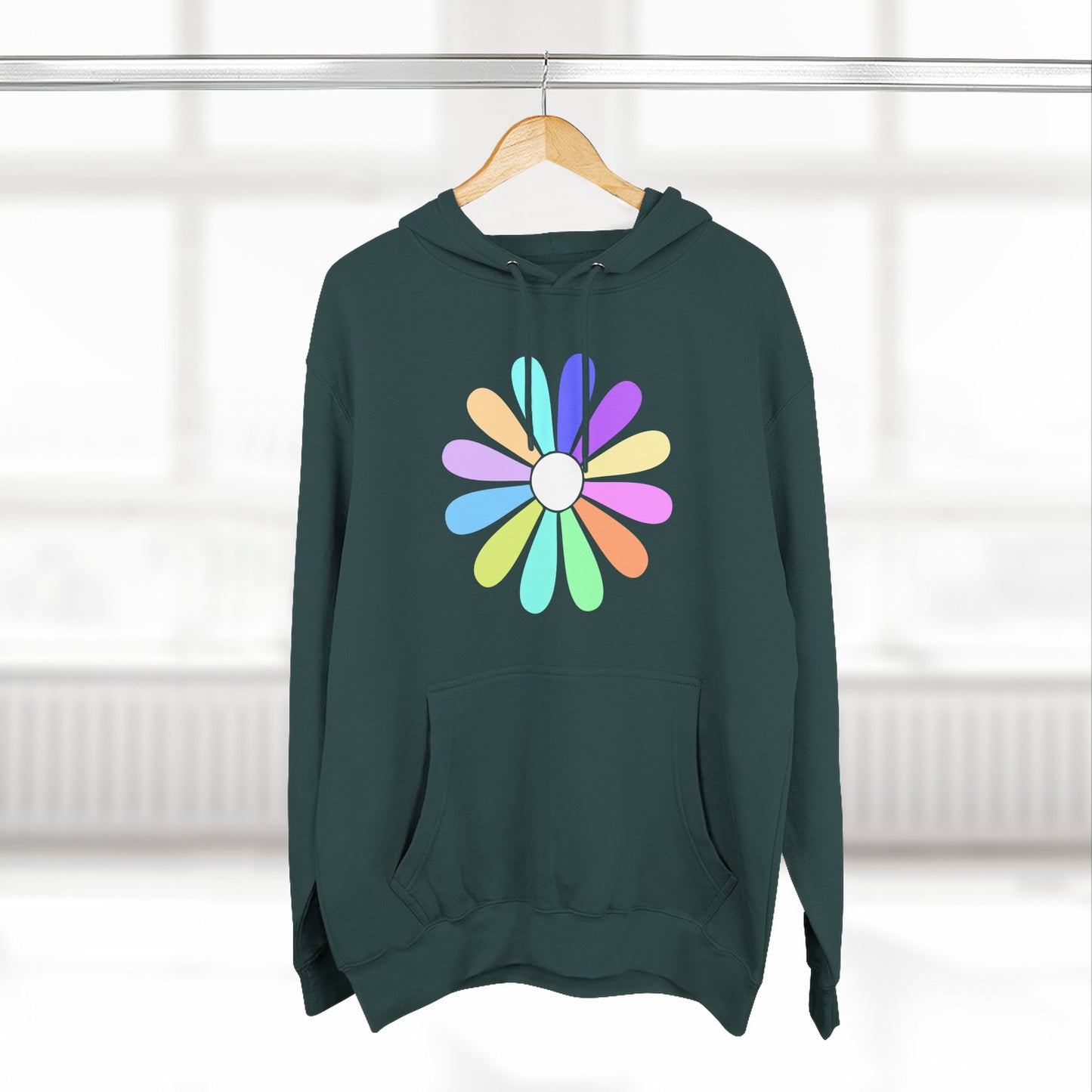 Rainbow Bloom Positivity Three-Panel Fleece Hoodie - snazzymerch