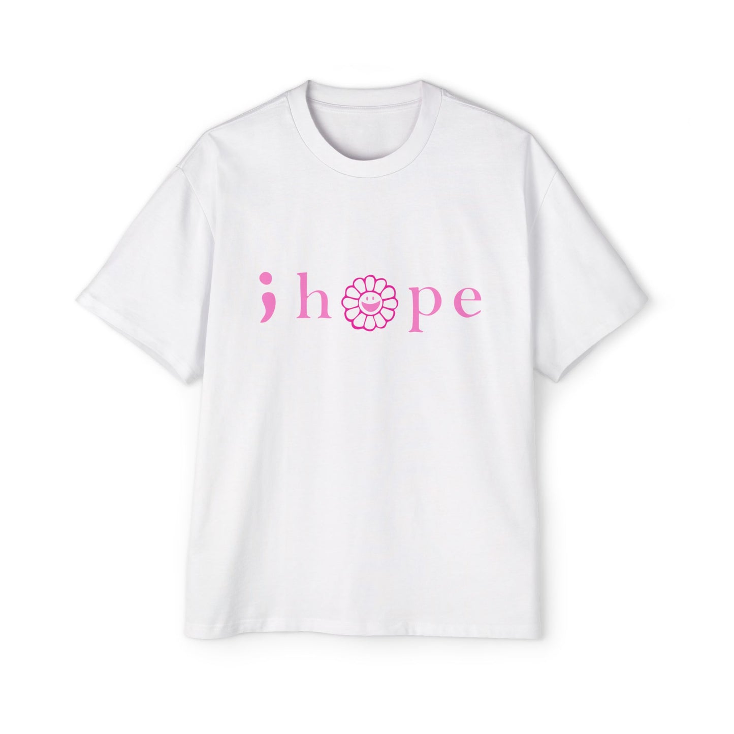 Pink Hope Smile Men's Heavy Oversized Tee - snazzymerch