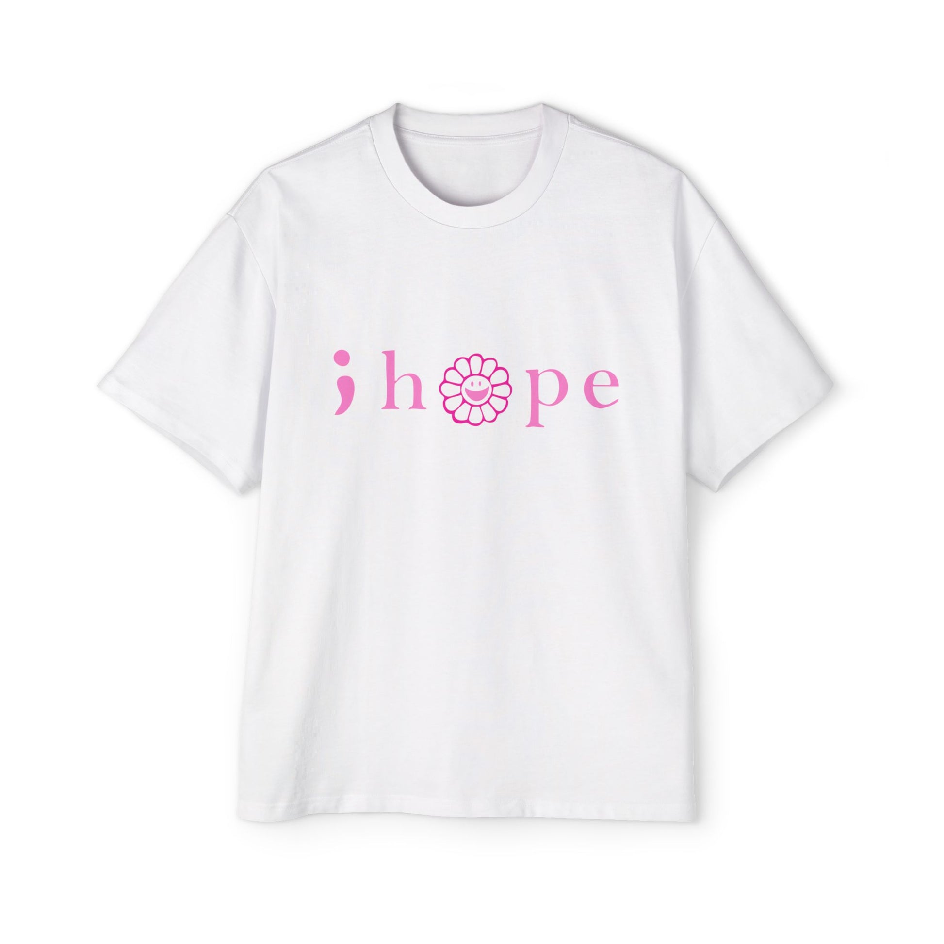 Pink Hope Smile Men's Heavy Oversized Tee - snazzymerch
