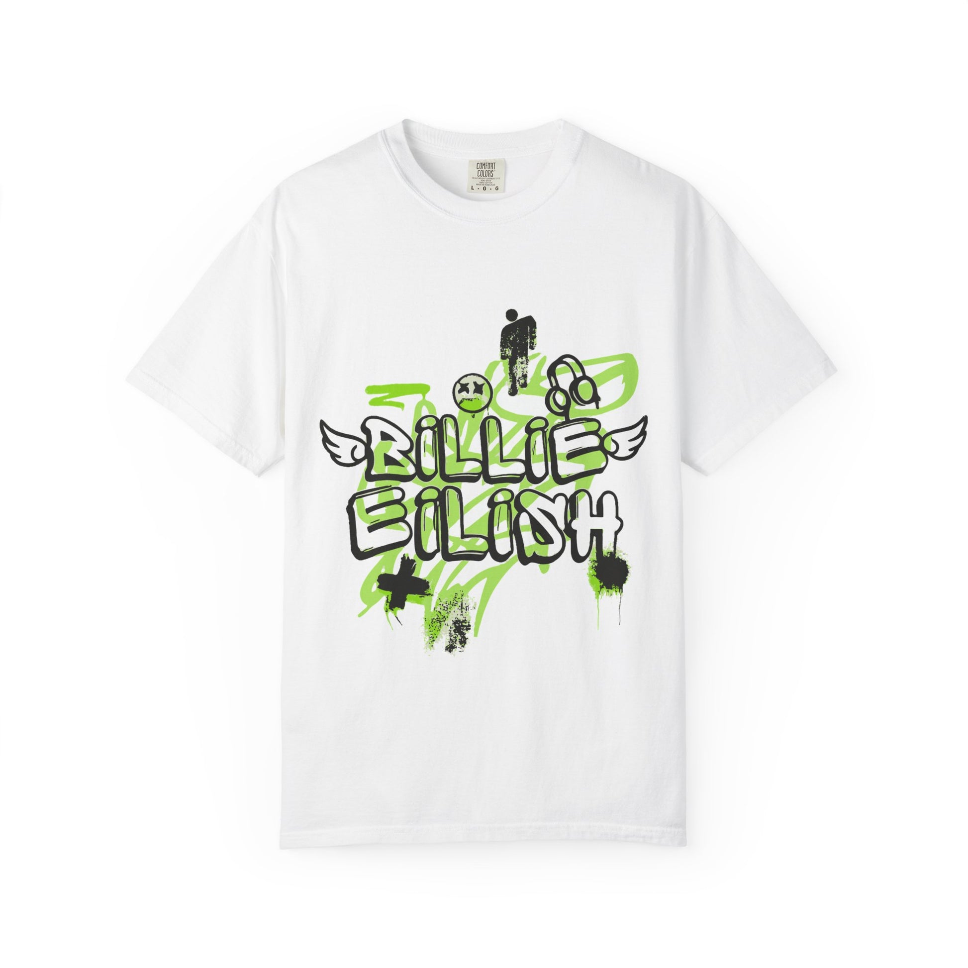 Billie Eilish Inspired Dyed T-shirt – Grunge Angel Graffiti Edition Printify