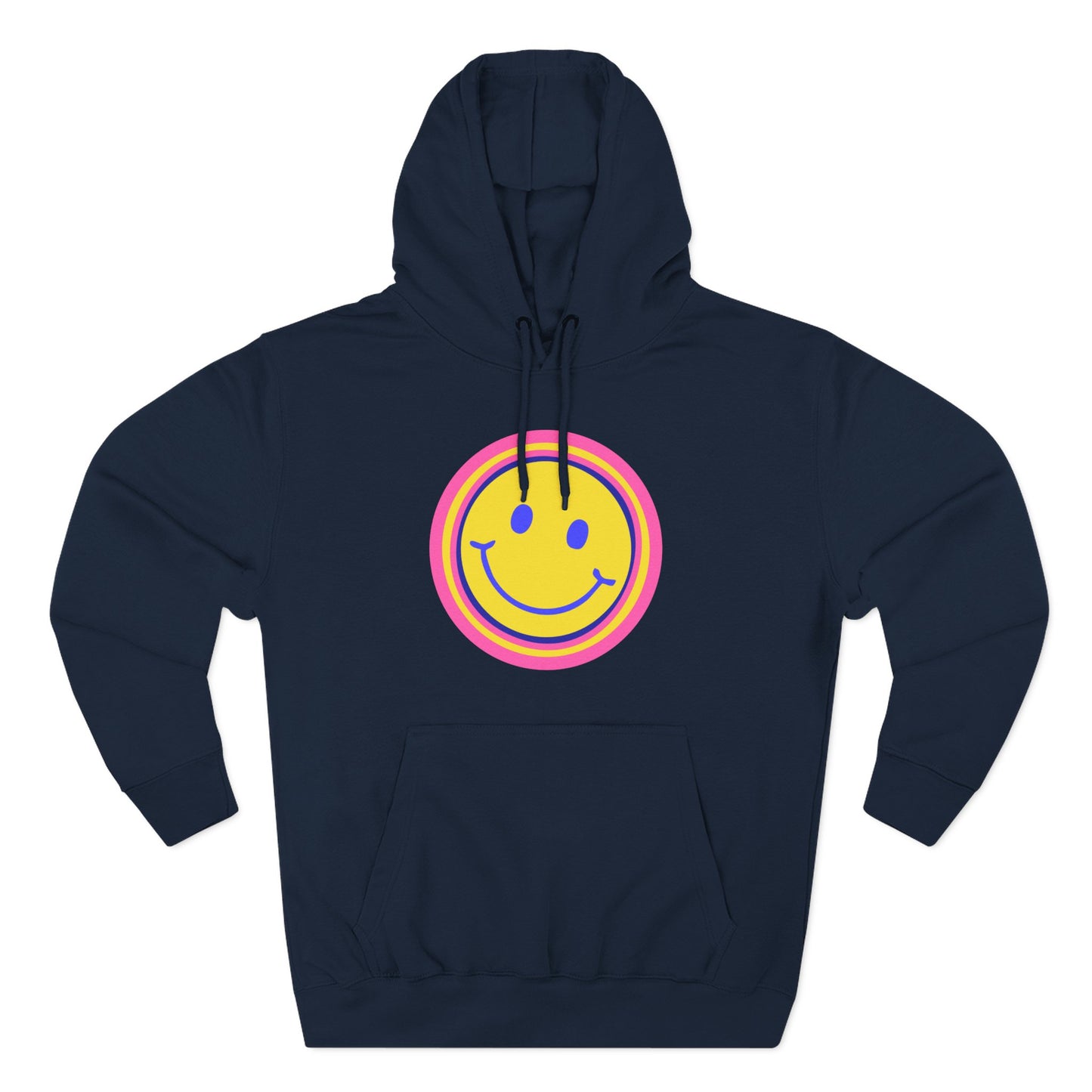Retro Rainbow Smiley Three-Panel Fleece Hoodie - snazzymerch