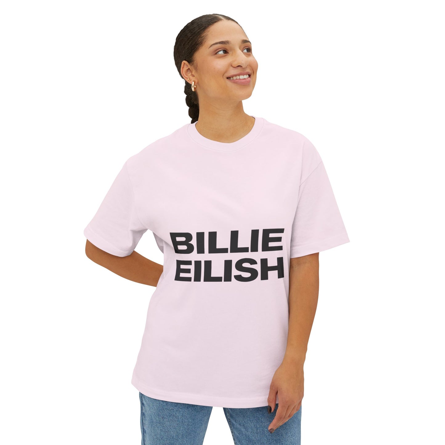 Billie Eilish Inspired Oversized T-Shirt – Stacked Glow Text Edition Printify