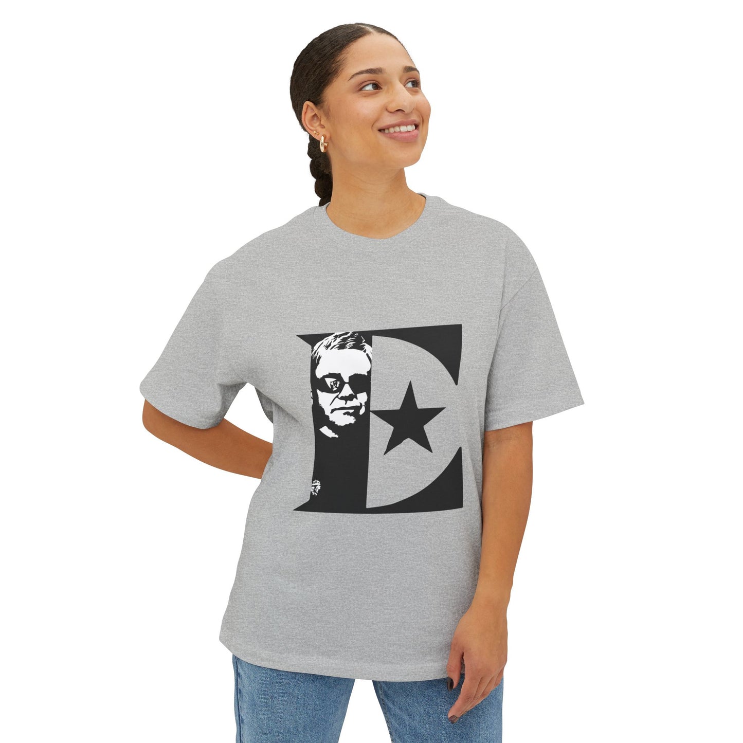 Black & White Portrait Unisex Oversized Boxy Tee - snazzymerch