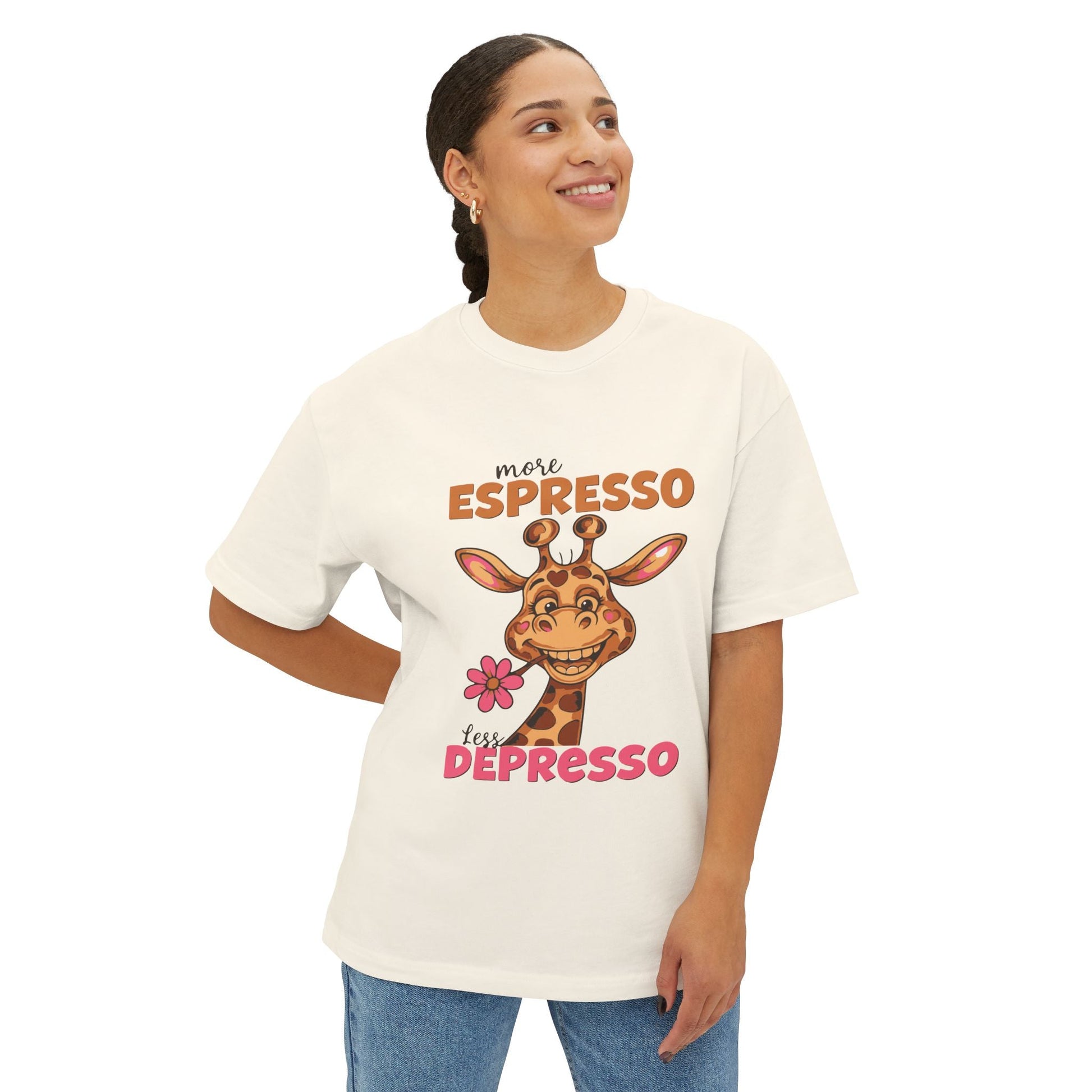 Oversized boxy Tee – Snazzy Espresso Edition Printify