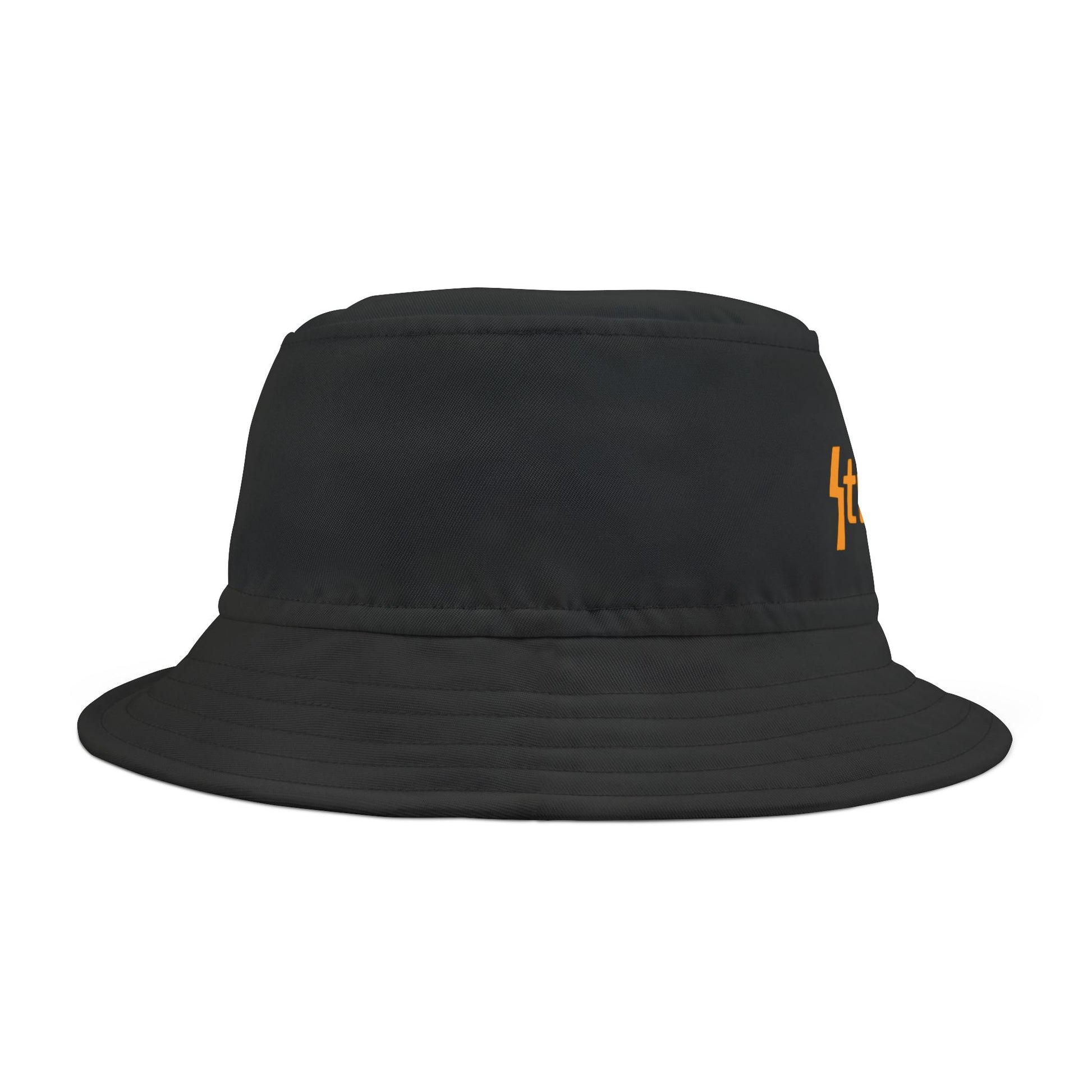 Orange Lightning Text Logo Bucket Hat Printify
