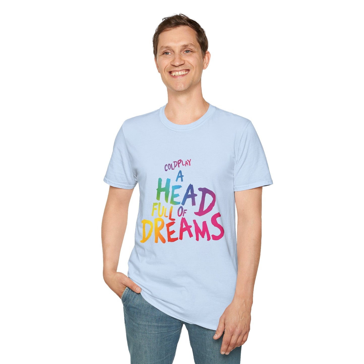 Unisex Softstyle T-Shirt Inspired by Coldplay’s Iconic A Head Full of Dreams Printify