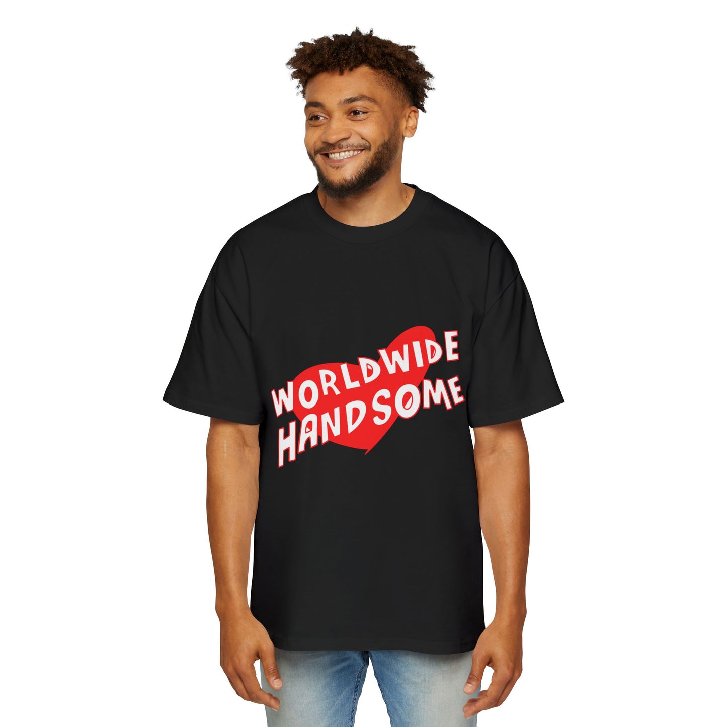 Worldwide Handsome Heart Men's Heavy Oversized Tee - snazzymerch