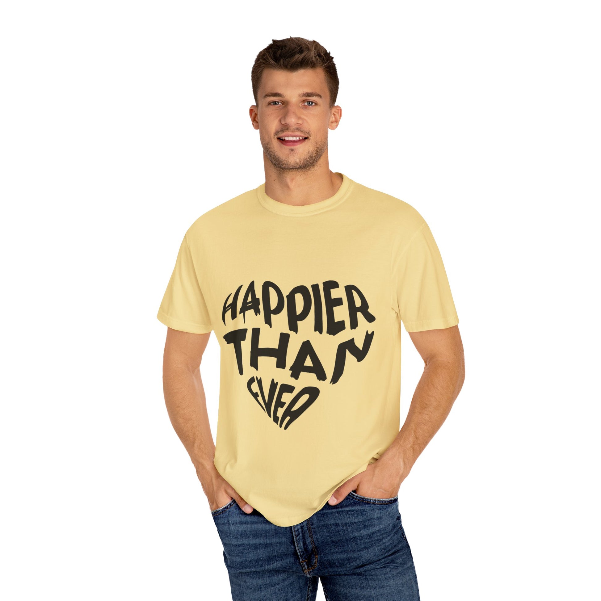 Billie Eilish Inspired Dyed T-shirt – Happier Heart Lettering Edition Printify
