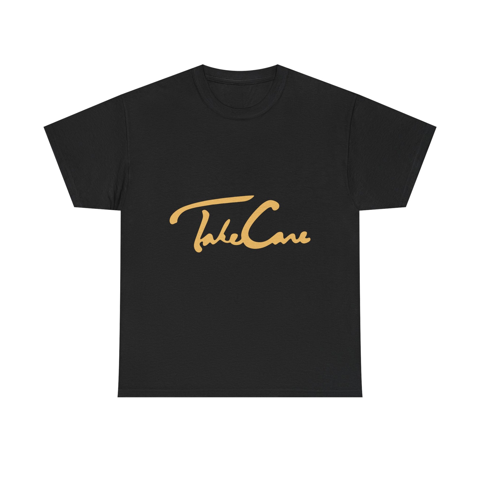 Take Care Gold Script Heavy Cotton Tee Printify