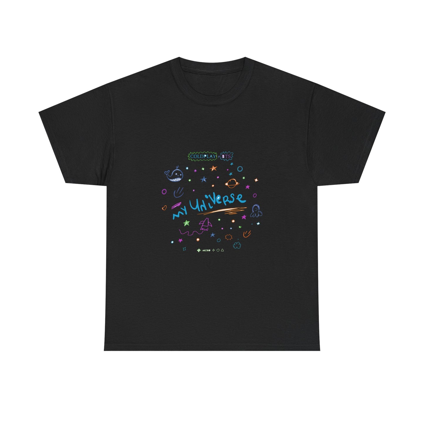 Neon Space Doodles Unisex Cotton Tee Printify
