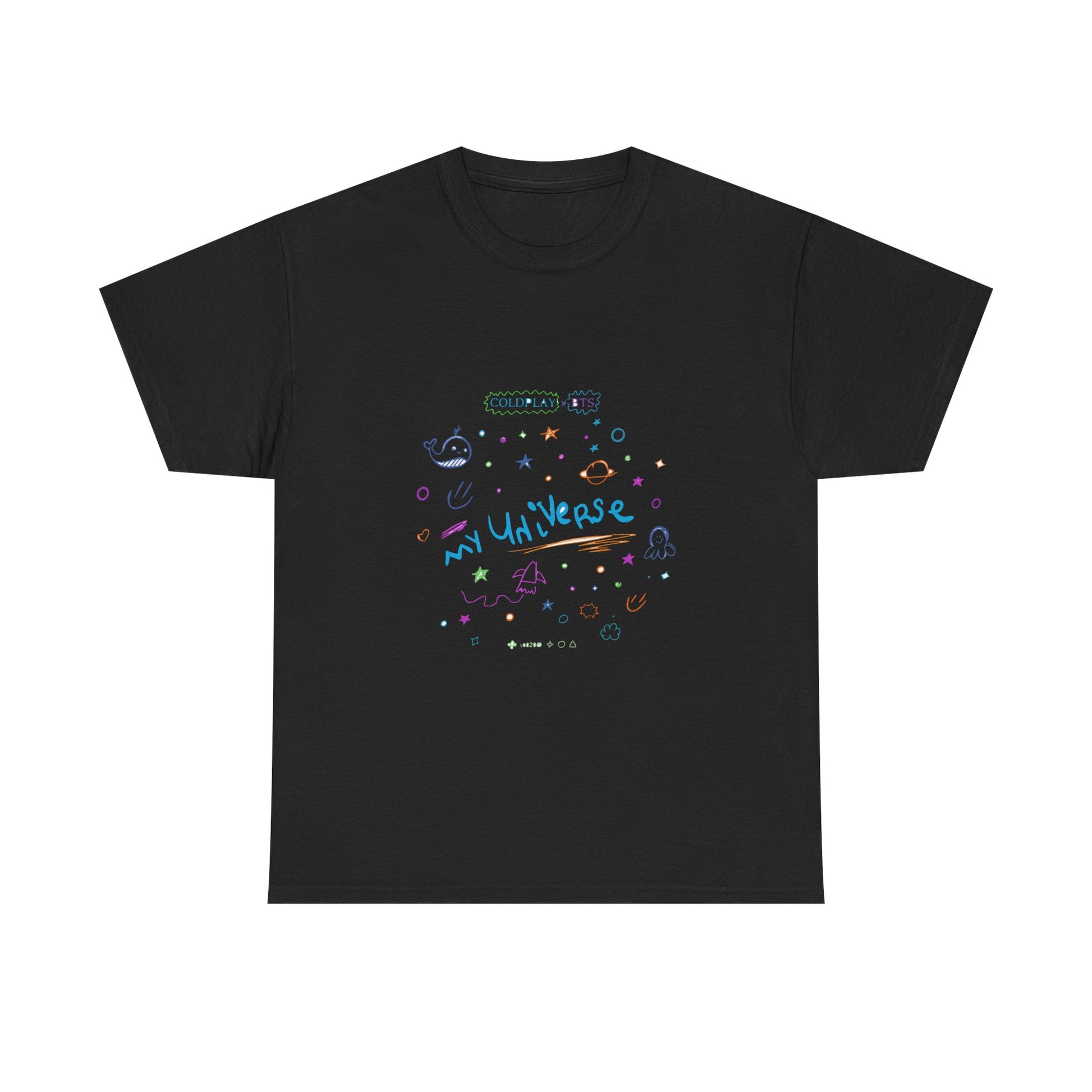 Neon Space Doodles Unisex Cotton Tee Printify