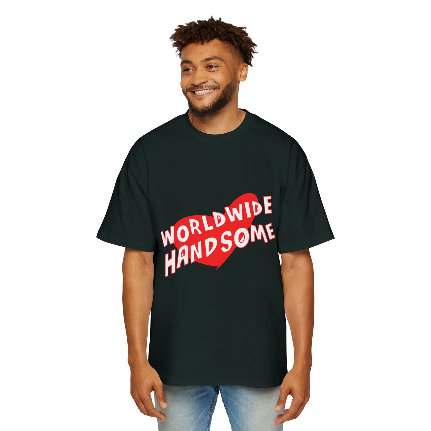 Worldwide Handsome Heart Men's Heavy Oversized Tee - snazzymerch