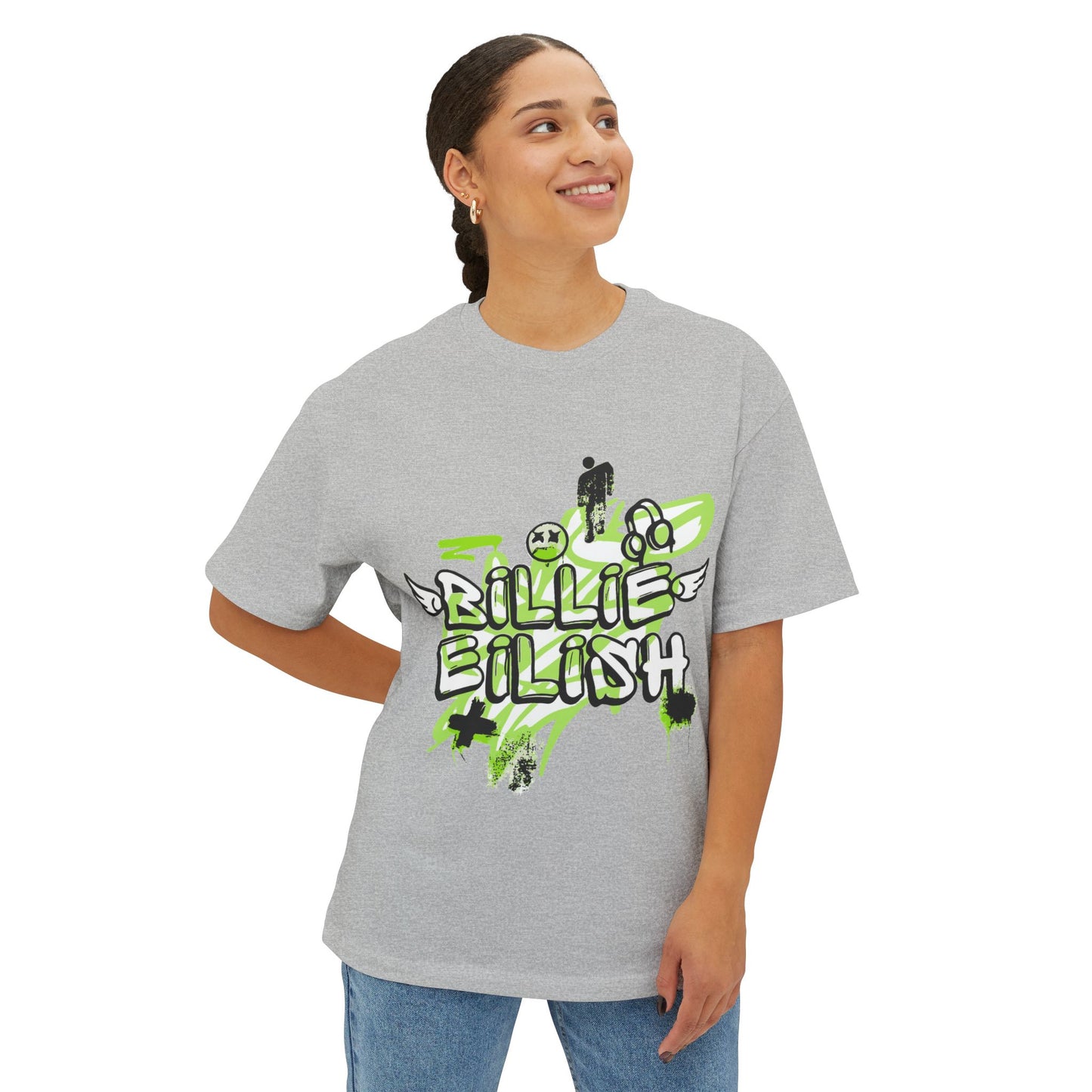 Billie Eilish Inspired Grunge Angel Oversized T-Shirt – Graffiti Streetwear Edition Printify