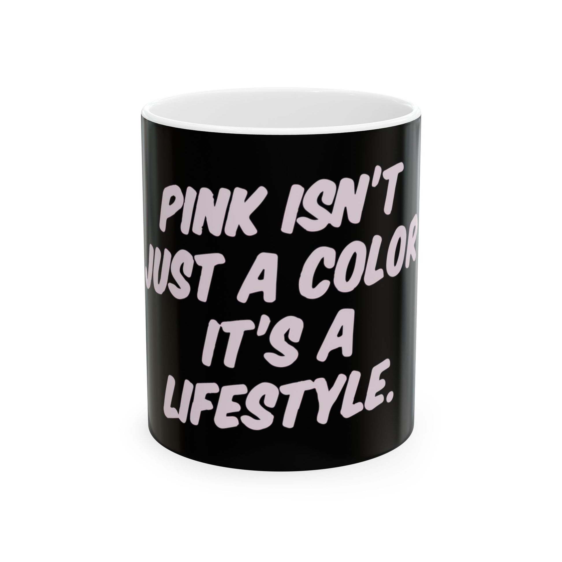 Lifestyle in Pink Ceramic Mug, (11oz, 15oz) - snazzymerch