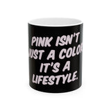 Lifestyle in Pink Ceramic Mug, (11oz, 15oz) - snazzymerch