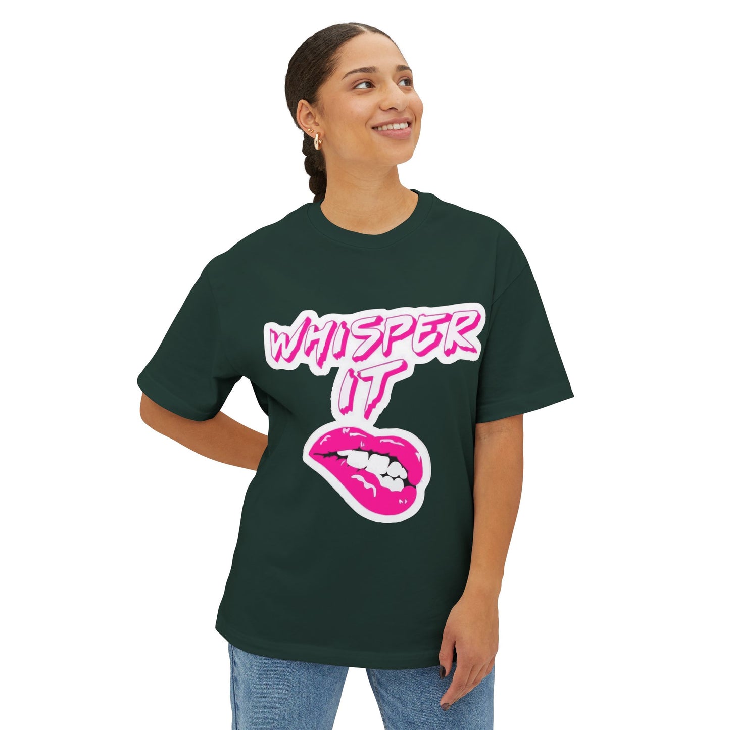 Whisper Lips Unisex Oversized Boxy Tee - snazzymerch