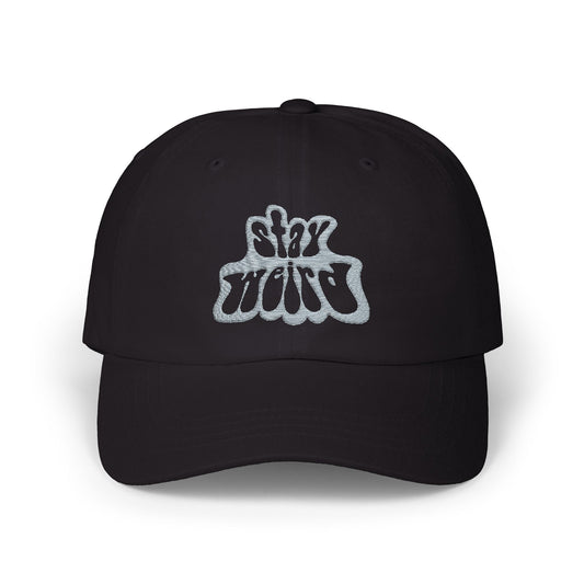 Retro Pink “Stay Weird” Typography Classic Dad Cap - snazzymerch