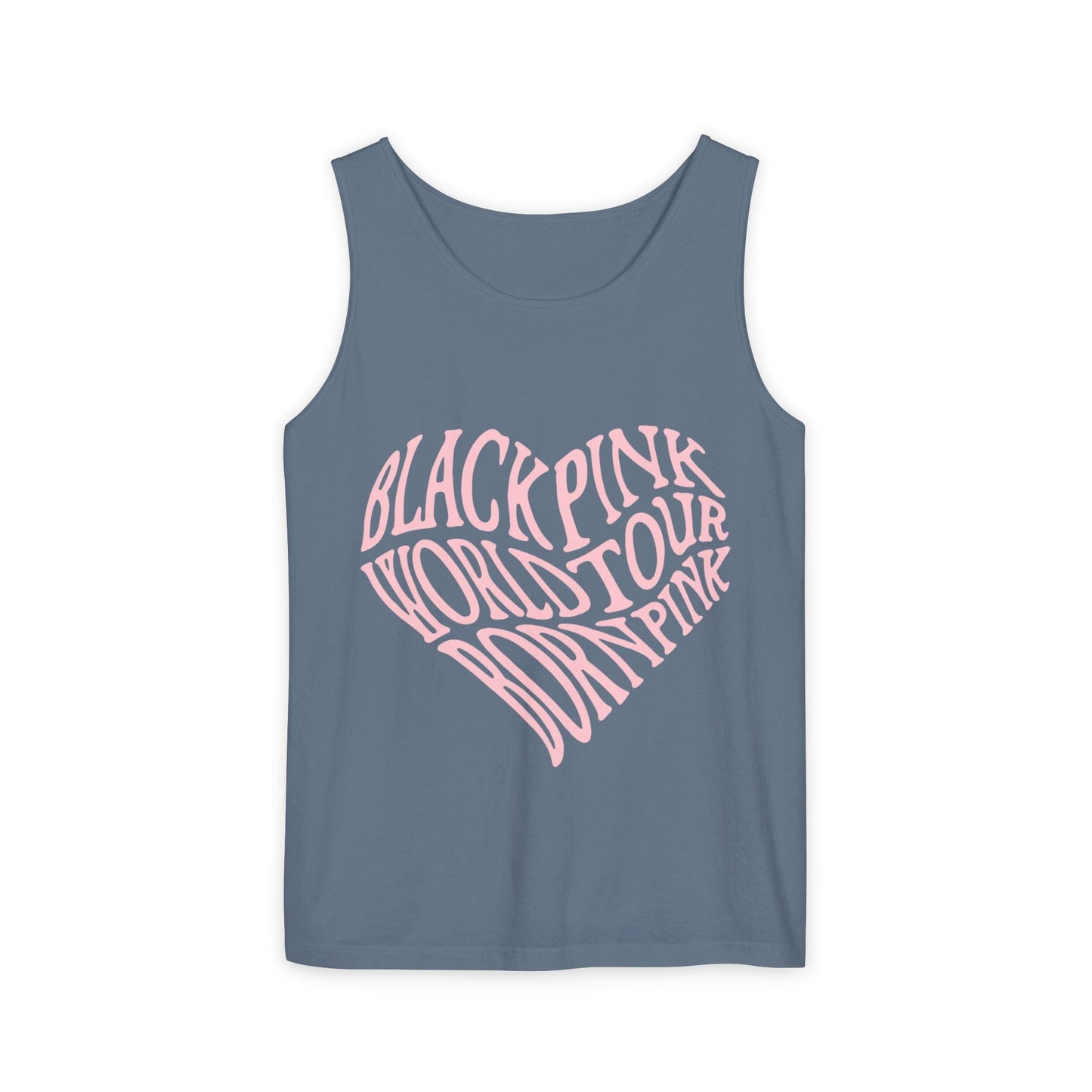 Born Pink Heart Typography – Dyed Tank Top Printify