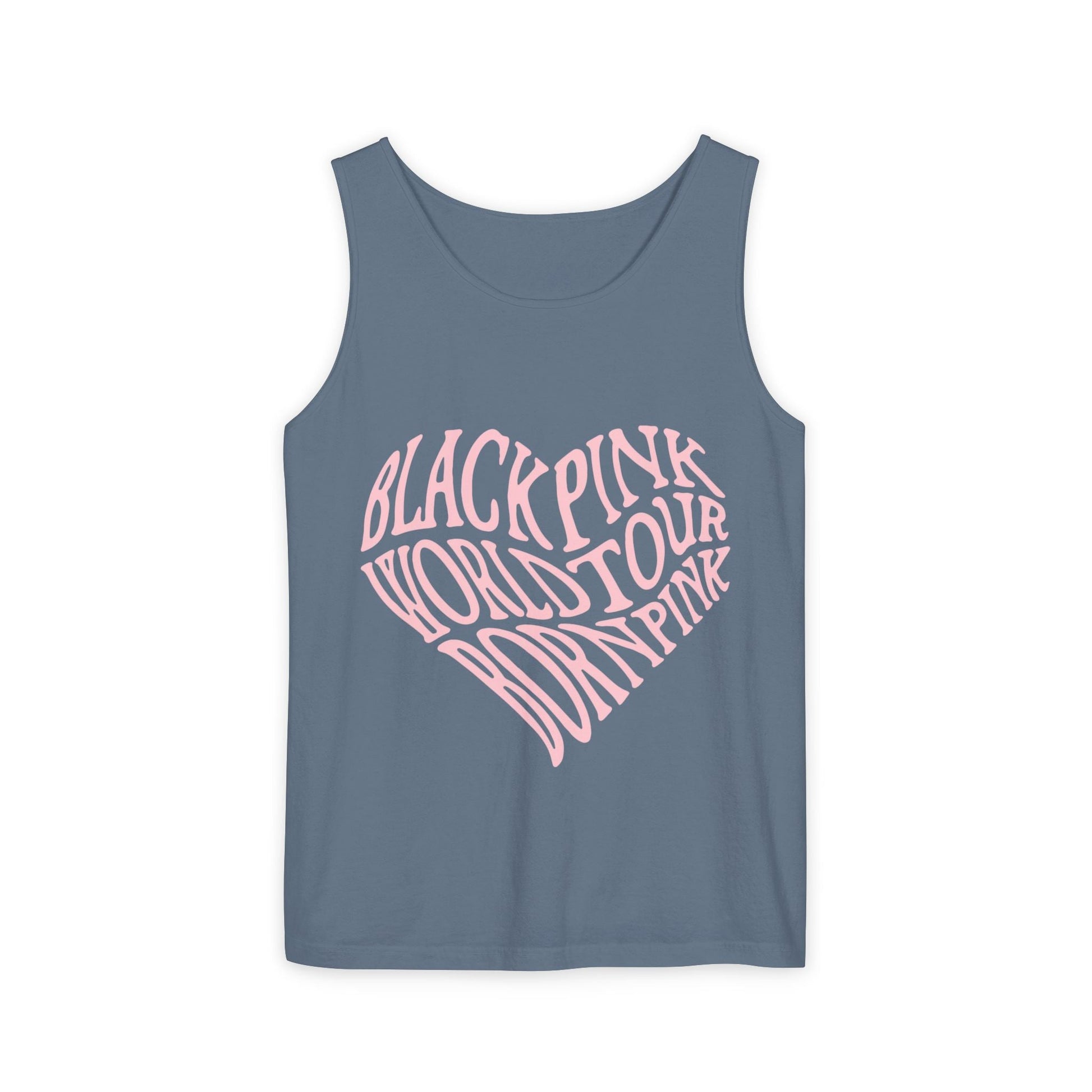 Born Pink Heart Typography – Dyed Tank Top Printify