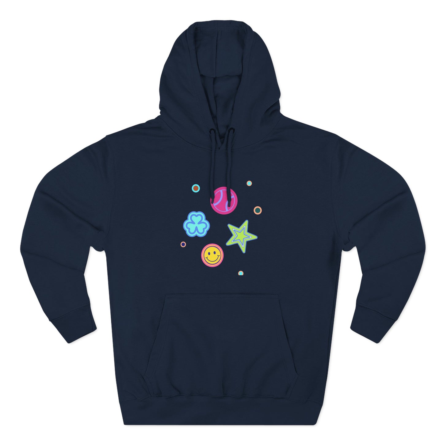 Color Pop Charm Patch Three-Panel Fleece Hoodie - snazzymerch