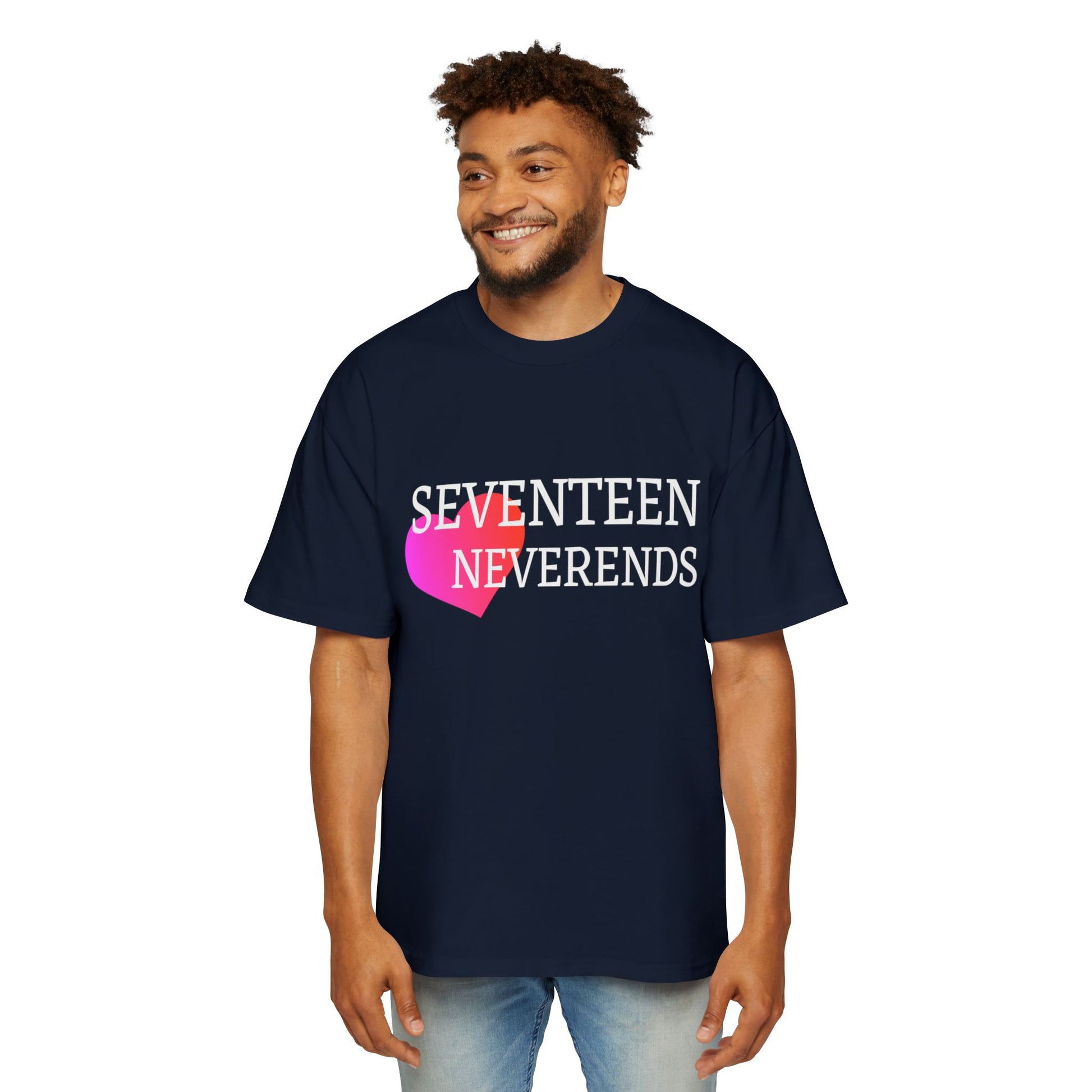 Never Ends Heart Men's Heavy Oversized Tee - snazzymerch