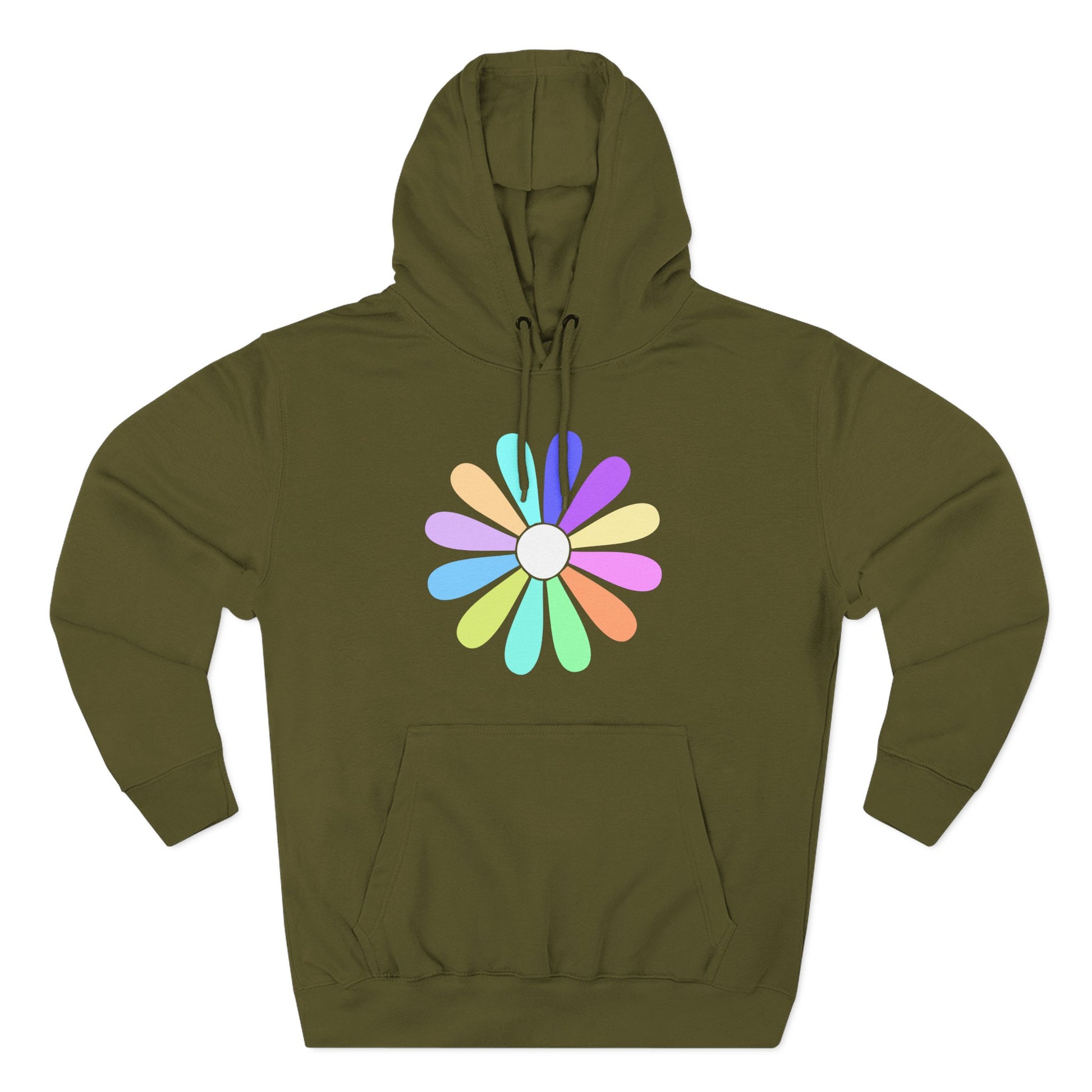 Rainbow Bloom Positivity Three-Panel Fleece Hoodie - snazzymerch