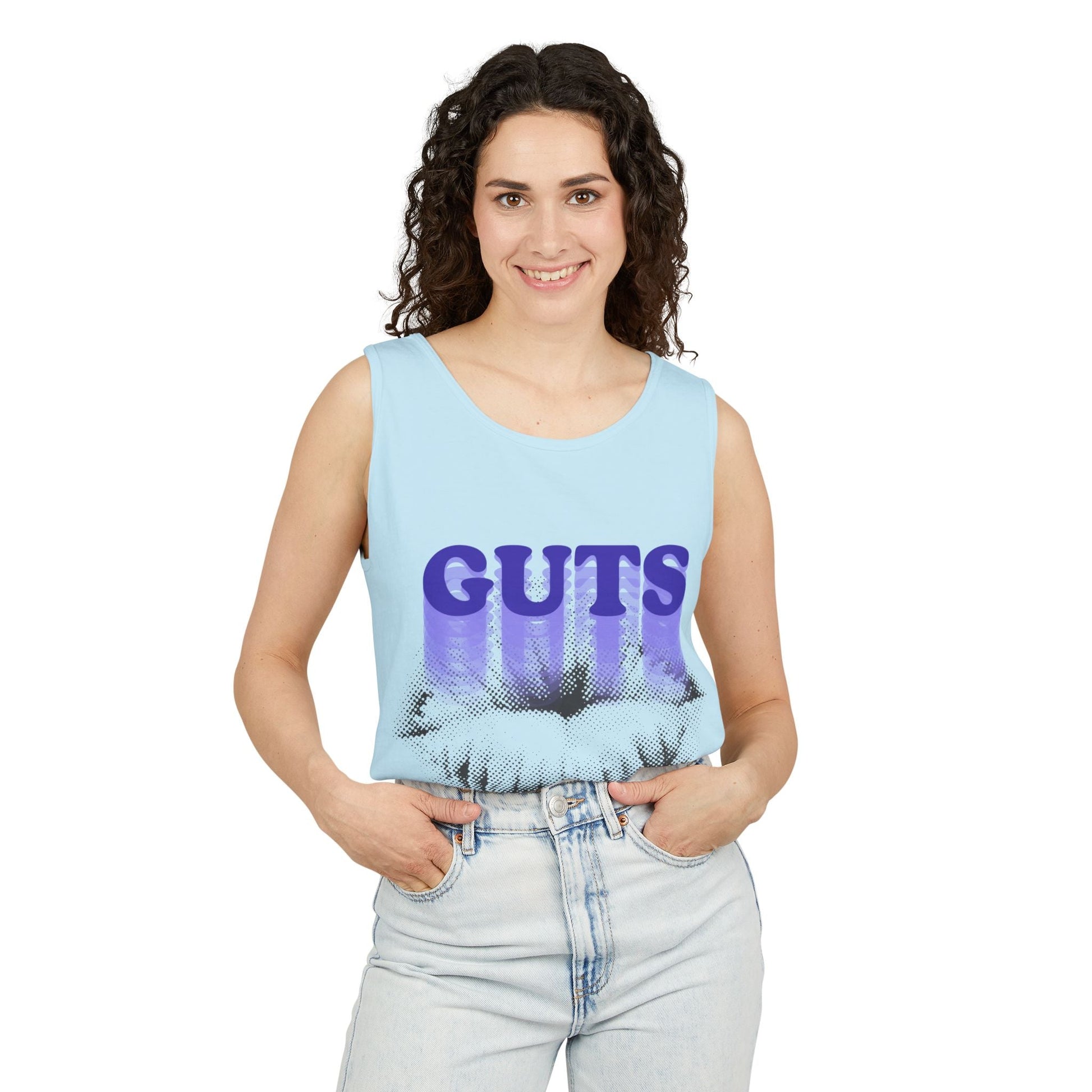 Guts Drip Effect Halftone-Dyed Tank Top Printify