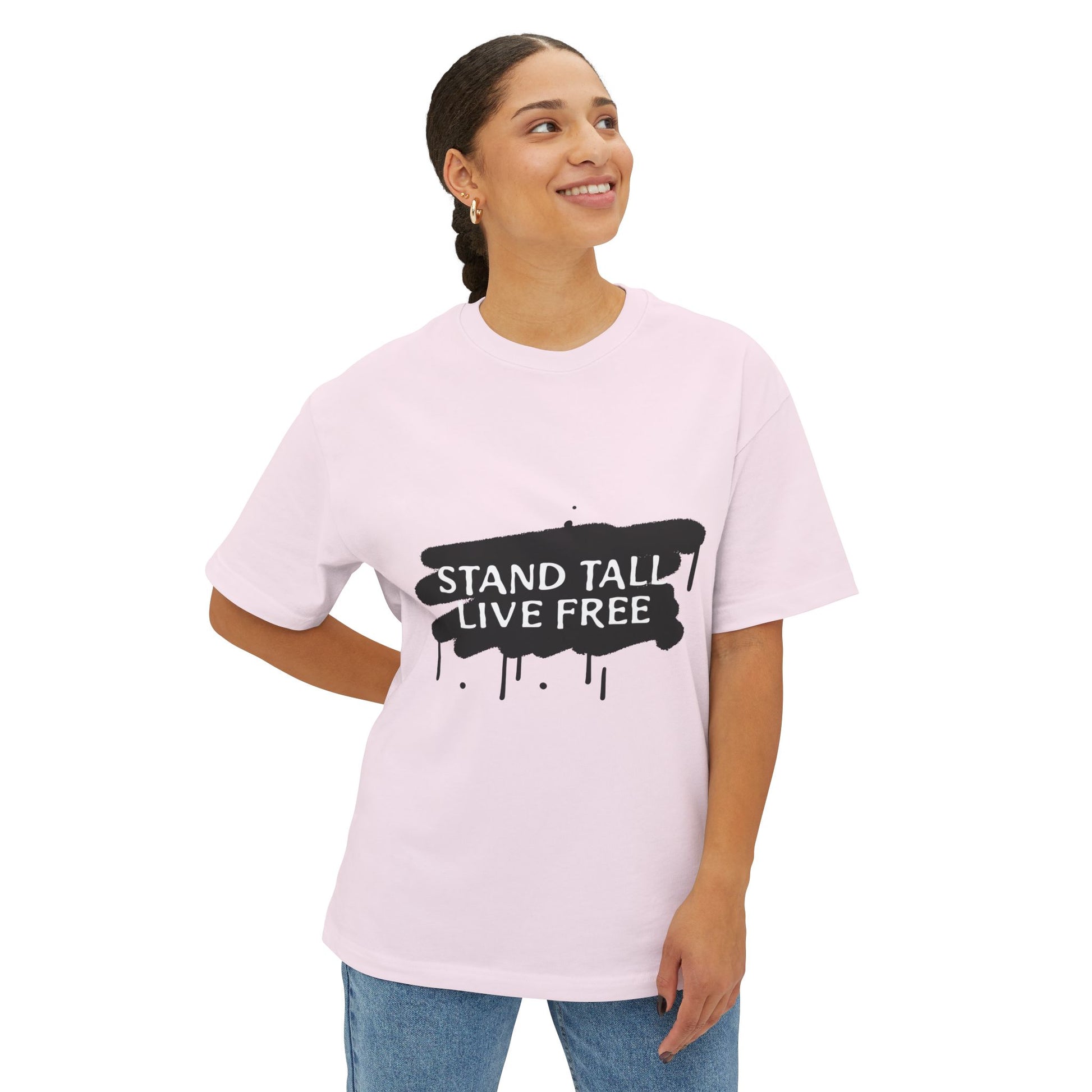 Stand Tall Live Free Unisex oversized Boxy Tee - snazzymerch