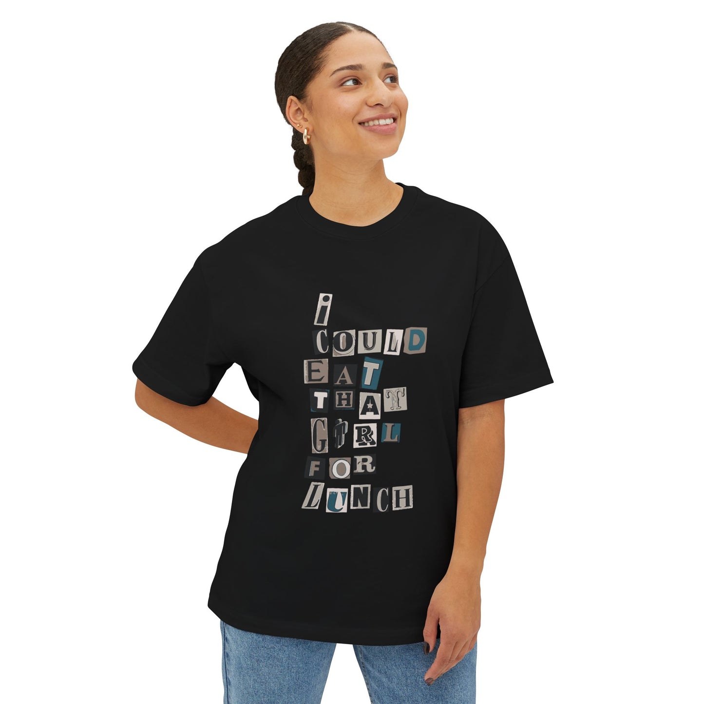 Billie Eilish Inspired Oversized T-Shirt – Mixed Message Collage Edition Printify