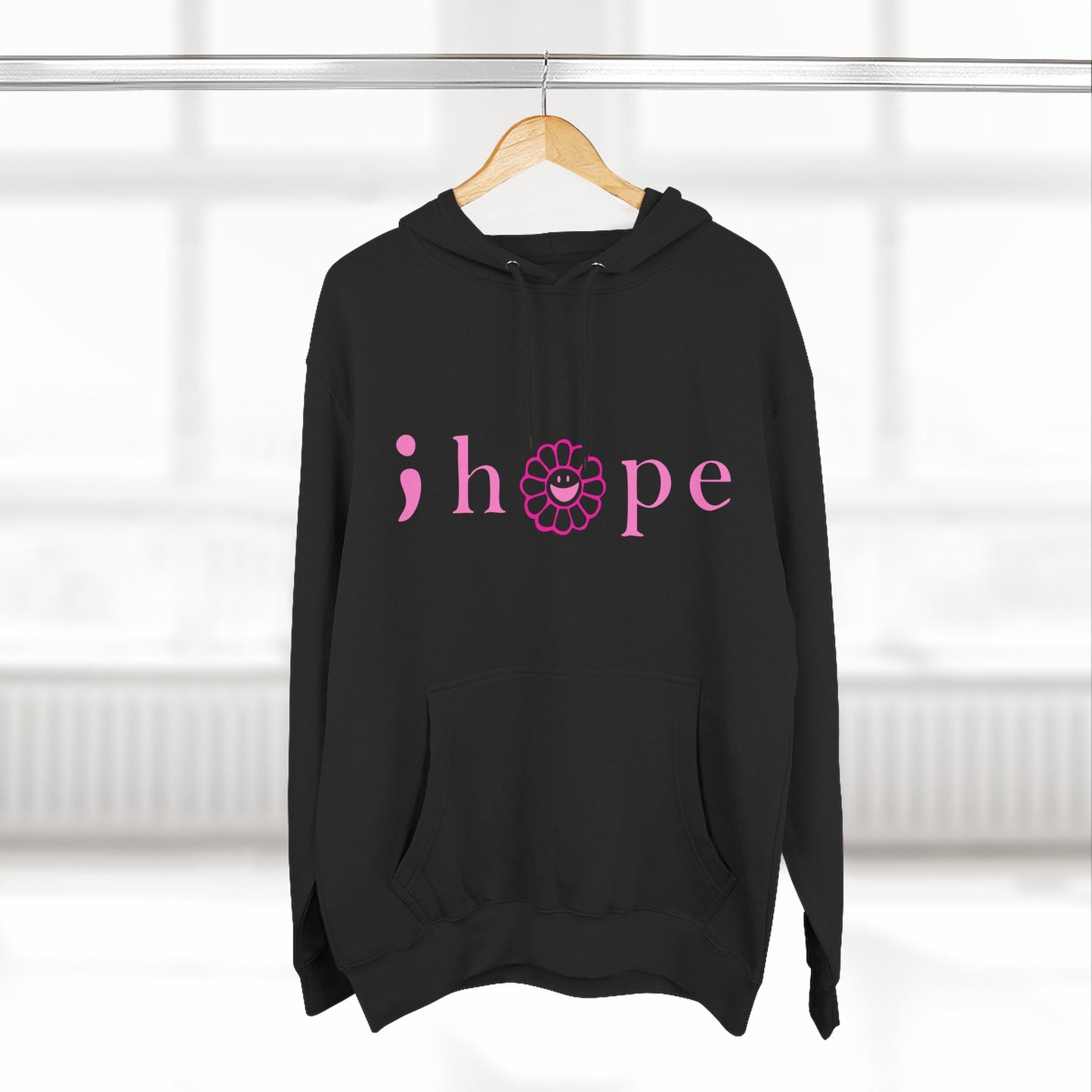 Pink Hope Smile Three-Panel Fleece Hoodie - snazzymerch