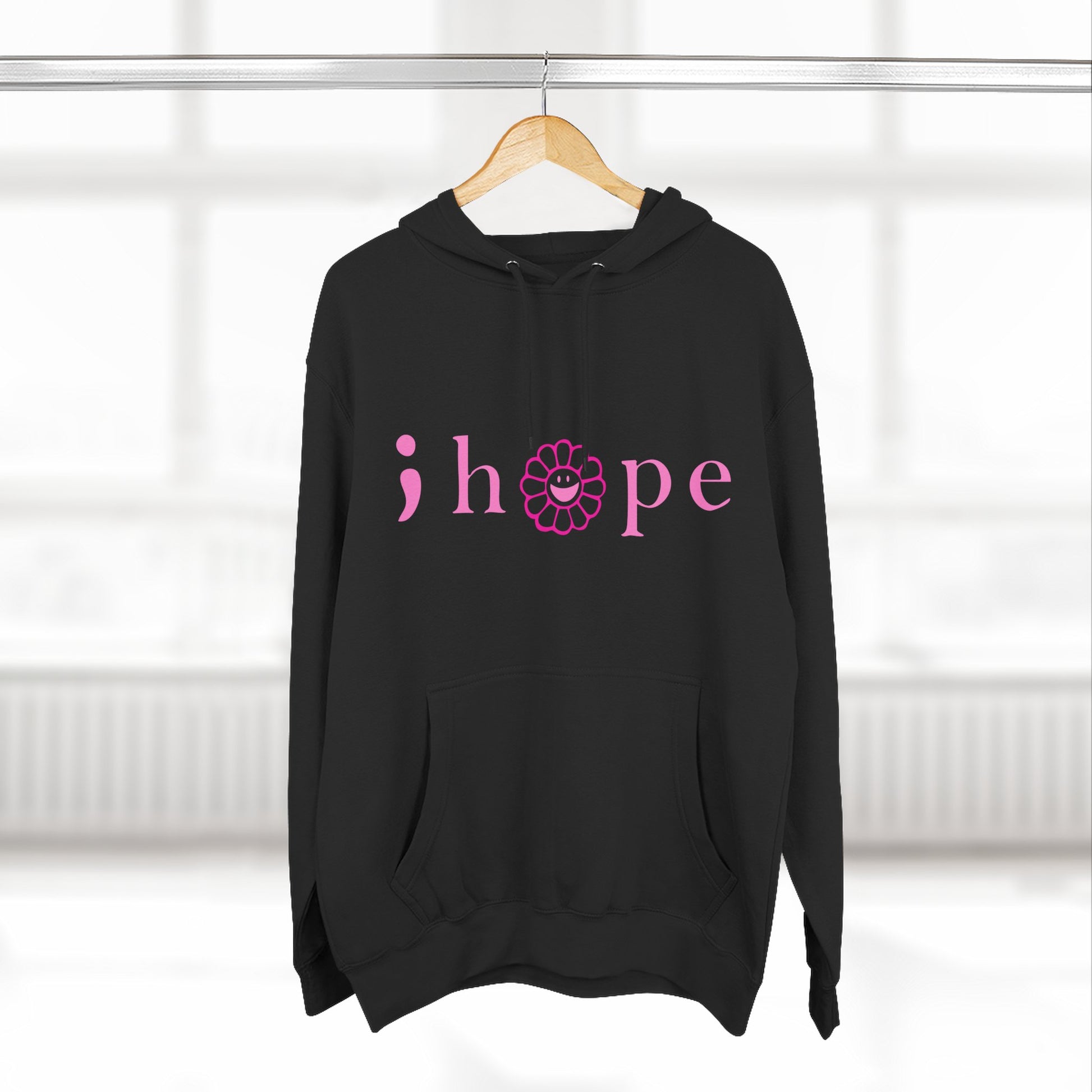 Pink Hope Smile Three-Panel Fleece Hoodie - snazzymerch