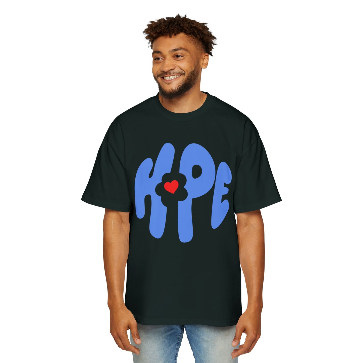Heart of Hope Retro Men's Heavy Oversized Tee - snazzymerch