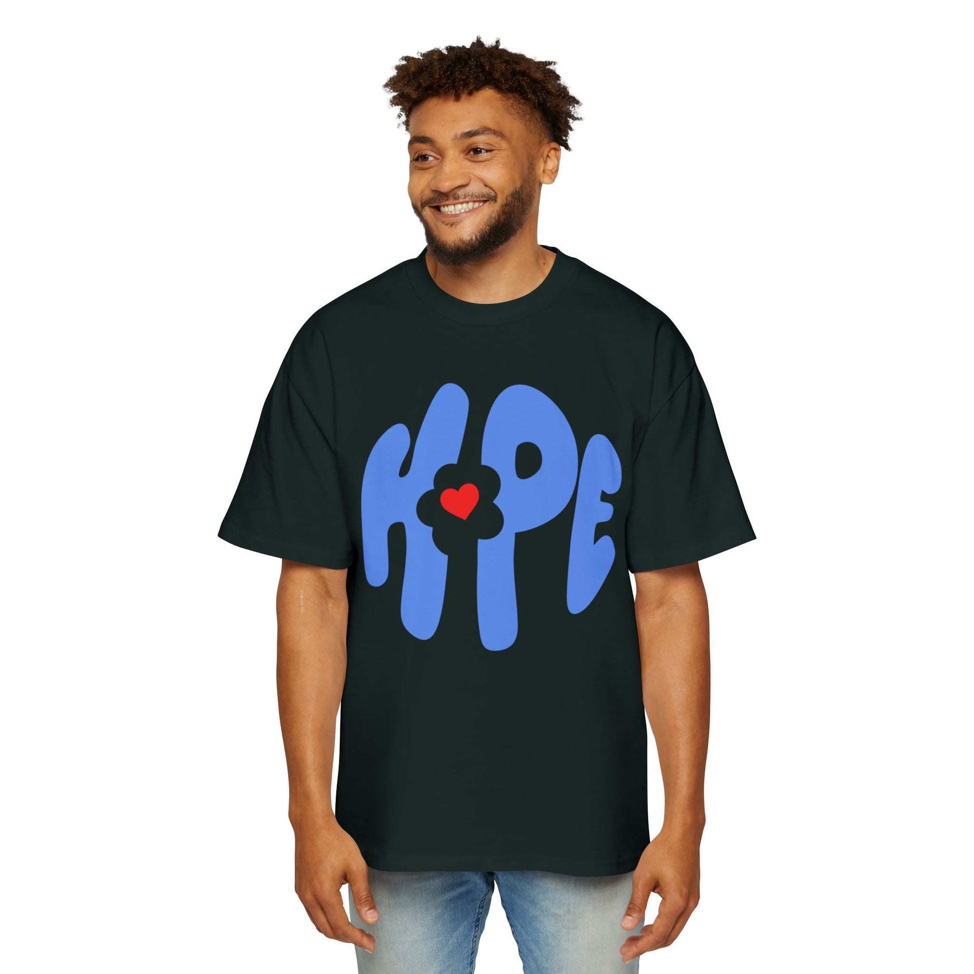 Heart of Hope Retro Men's Heavy Oversized Tee - snazzymerch