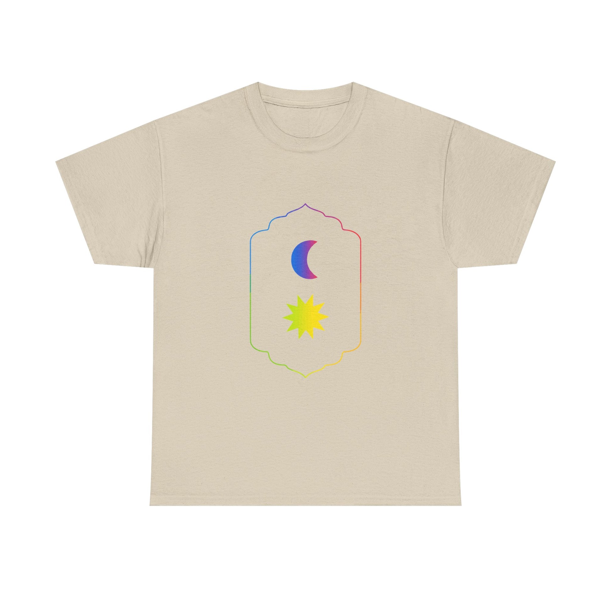Gradient Moon and Star Emblem Unisex Cotton Tee Printify