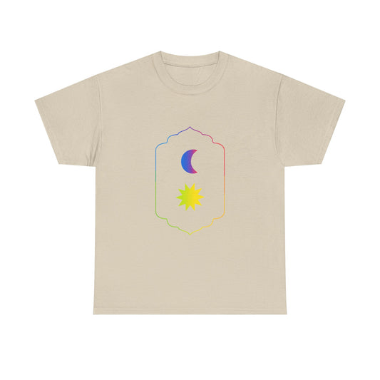 Gradient Moon and Star Emblem Unisex Cotton Tee Printify