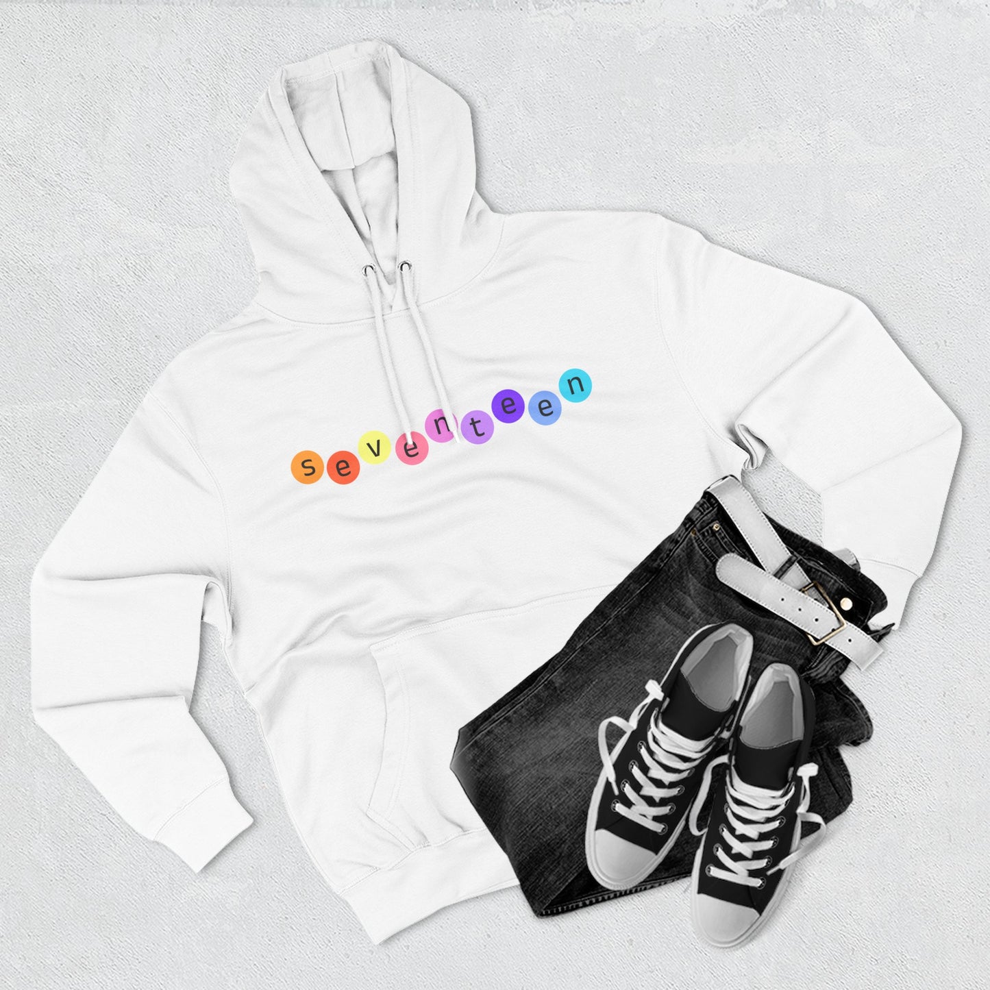 Color Pop Seventeen Three-Panel Fleece Hoodie - snazzymerch