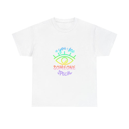 Vibrant Eye and Text Unisex Cotton Tee Printify