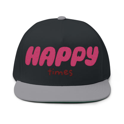 Happy Times Gradient Flat Bill Cap (Embroidery) - snazzymerch