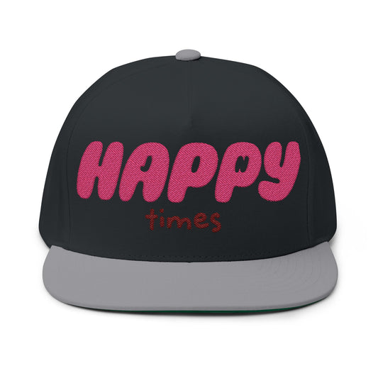 Happy Times Gradient Flat Bill Cap (Embroidery) - snazzymerch