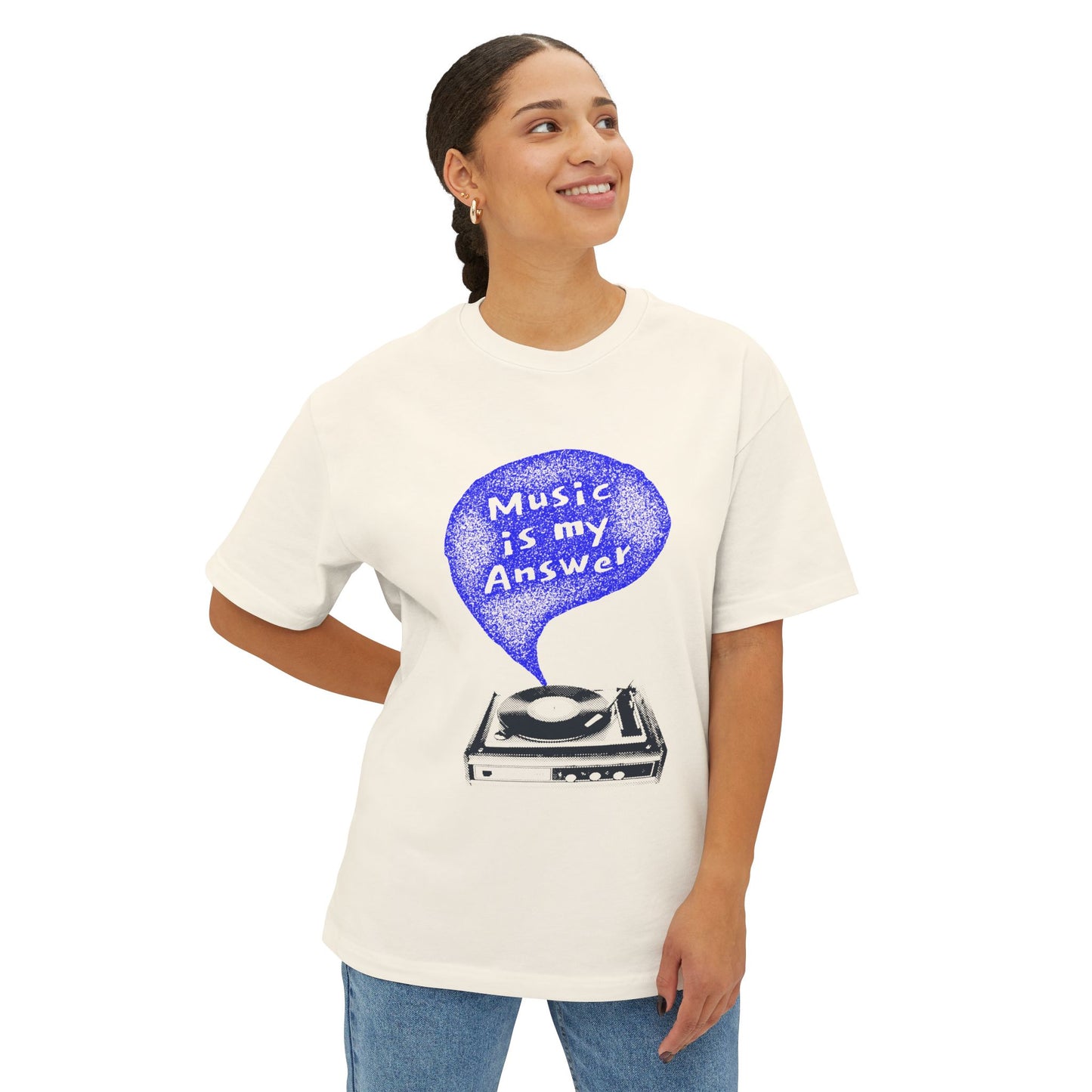 Music Is My Answer Unisex oversized Boxy Tee - snazzymerch
