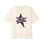 Star Outline Retro Unisex oversized Boxy Tee - snazzymerch