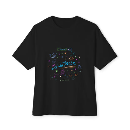 Neon Space Doodles Unisex Oversized Boxy Tee Printify