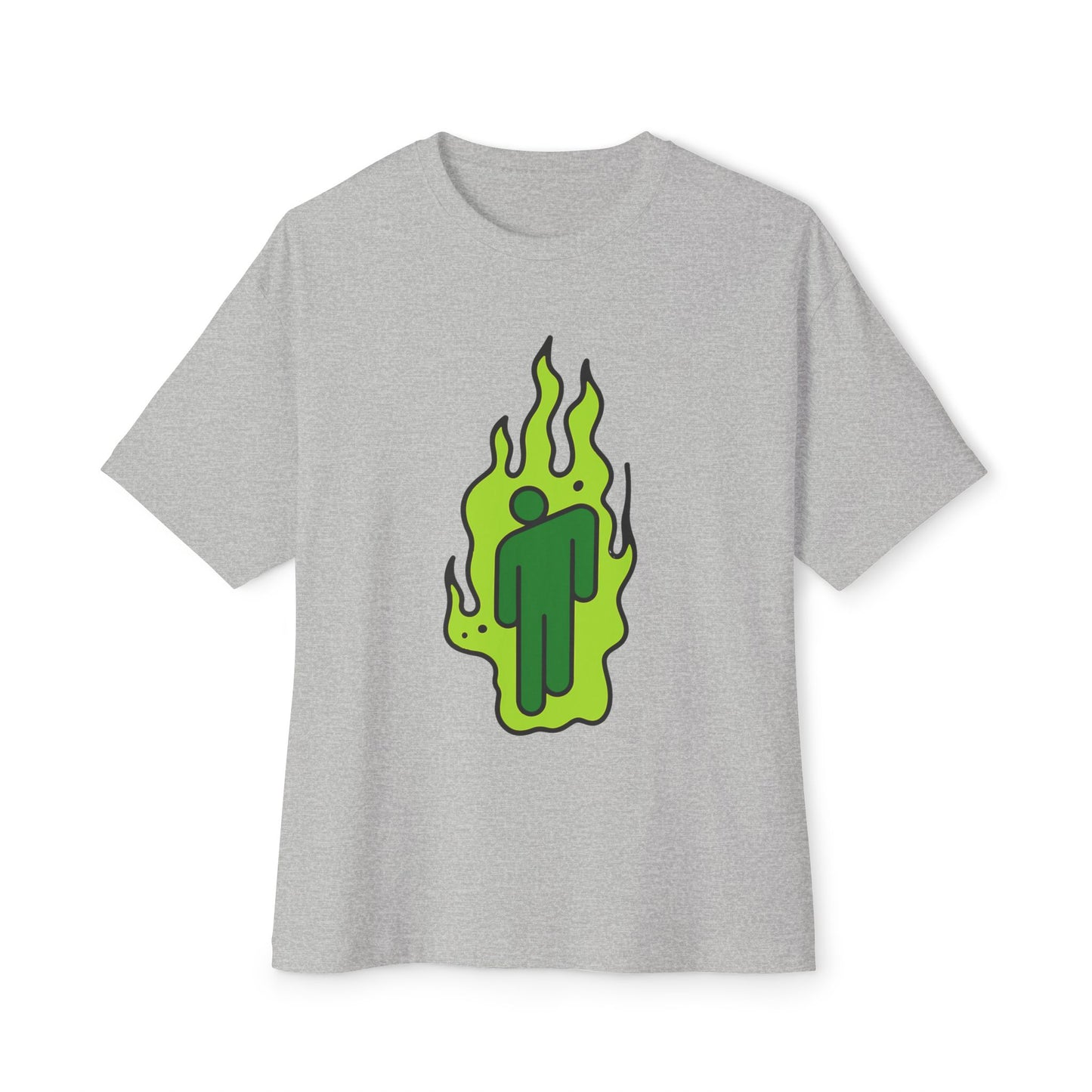 Billie Eilish Inspired Green Flame Oversized T-Shirt – Neon Streetwear Edition Printify