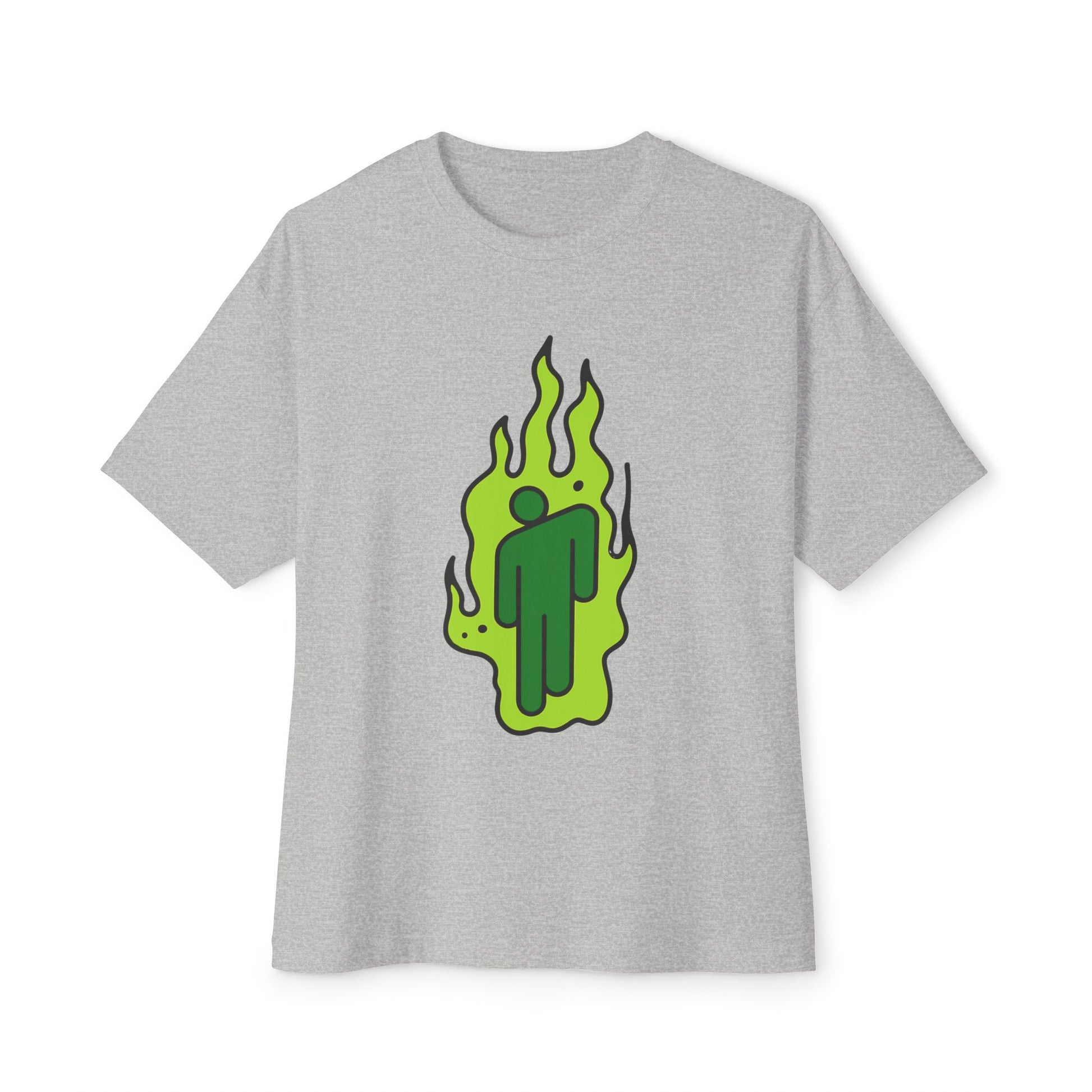 Billie Eilish Inspired Green Flame Oversized T-Shirt – Neon Streetwear Edition Printify