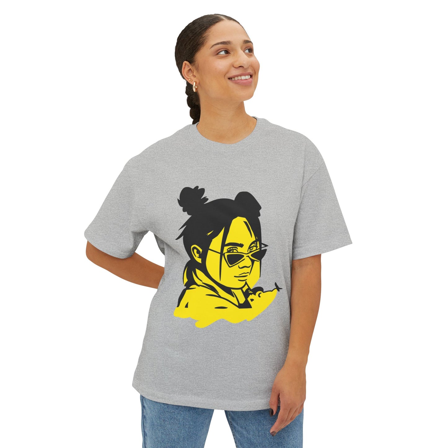 Neon Mood Portrait Oversized T-Shirt – Vibrant Streetwear Edition Printify