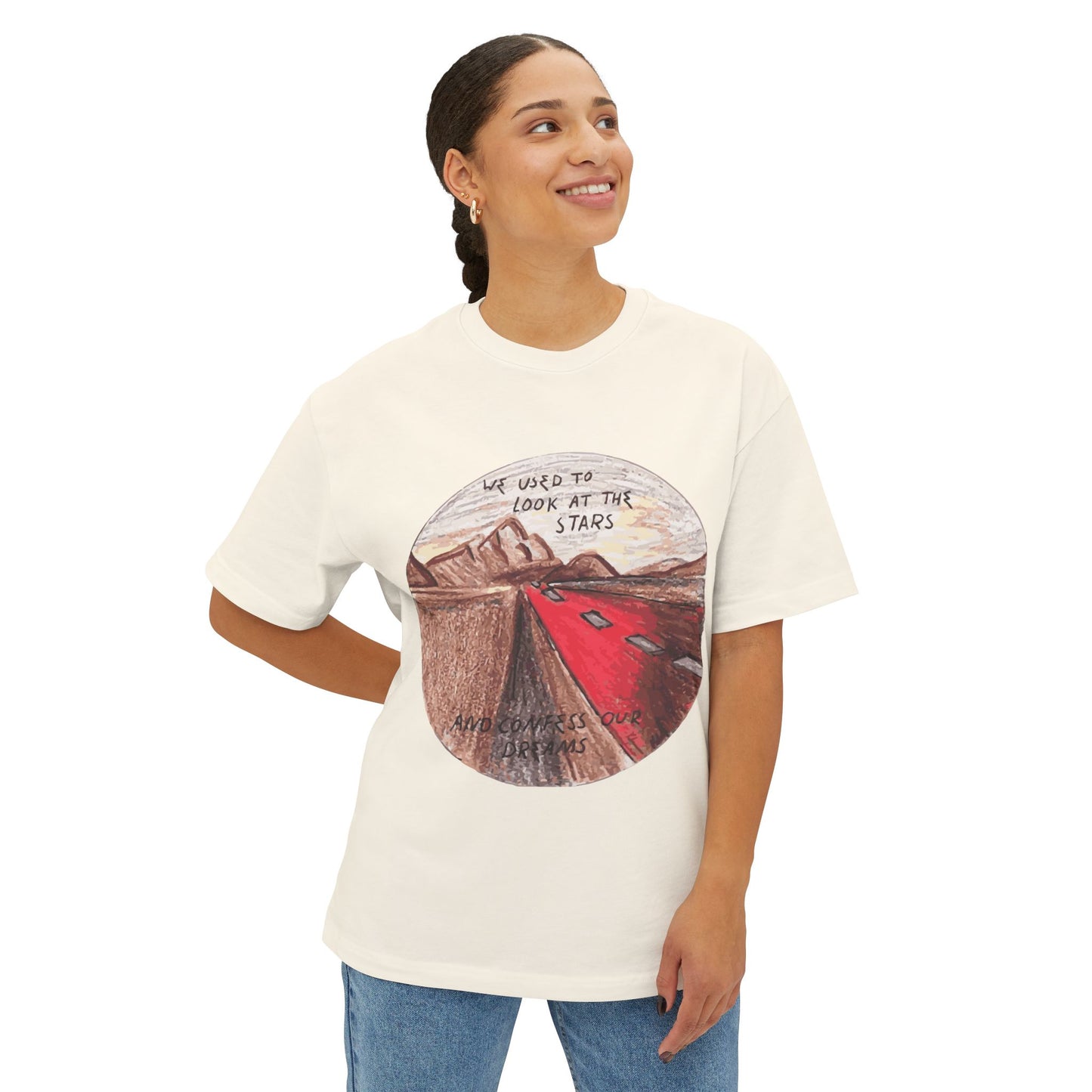 Hand-Drawn Desert Unisex Oversized Boxy Tee - snazzymerch