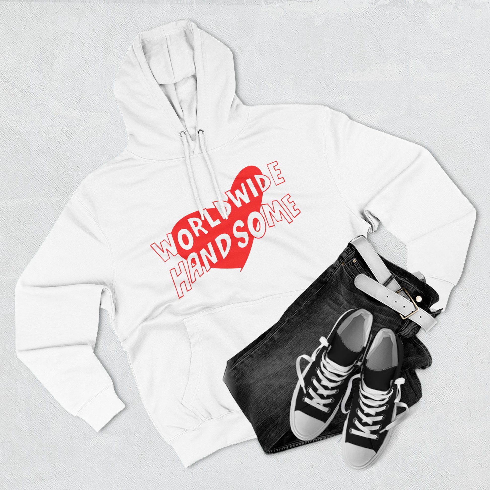 Worldwide Handsome Heart Three-Panel Fleece Hoodie - snazzymerch