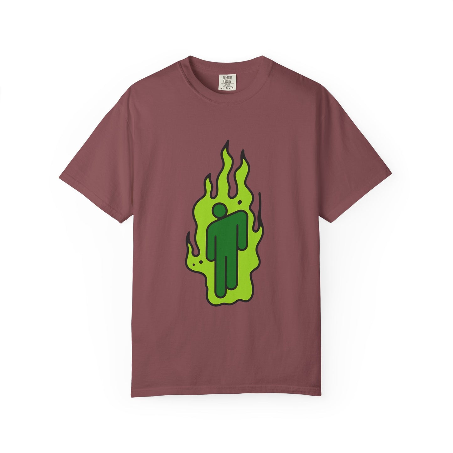 Billie Eilish Inspired Dyed T-shirt – Green Flame Icon Edition Printify
