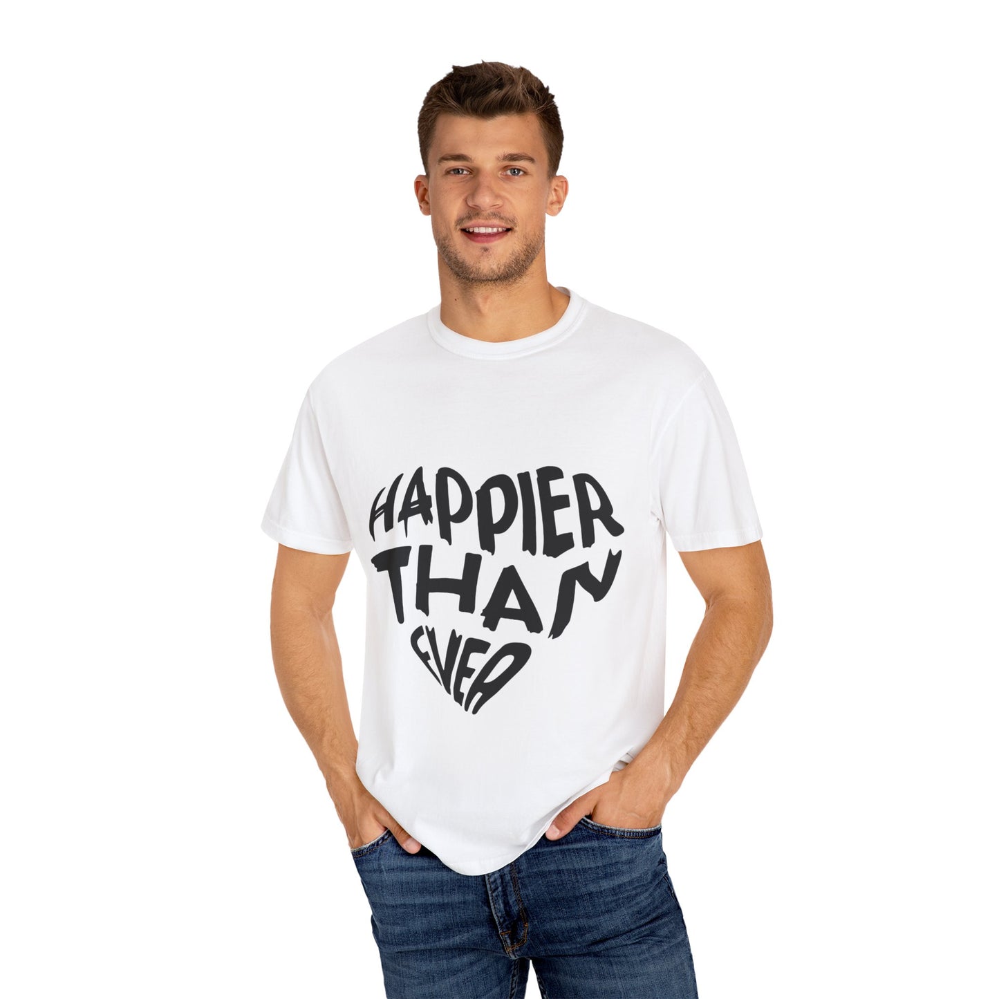 Billie Eilish Inspired Dyed T-shirt – Happier Heart Lettering Edition Printify